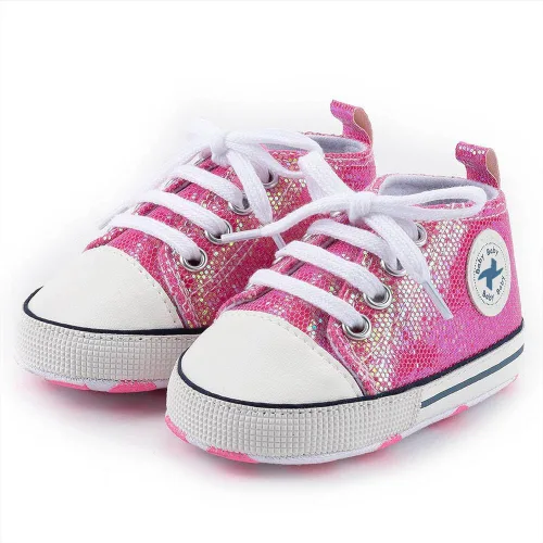Vista 6 de Zapatos deportivos de lona de lona para bebés y niñas, suela antideslizante suave, suela antideslizante