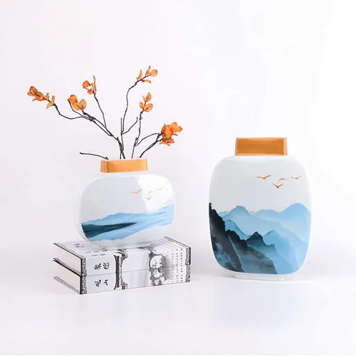 Vista 5 de chinese feng shui statue sculpture New Chinese Decoration Creative Home Furnishing Desktop Decoration Ceramic Vase Home Living Room Craft Decoration