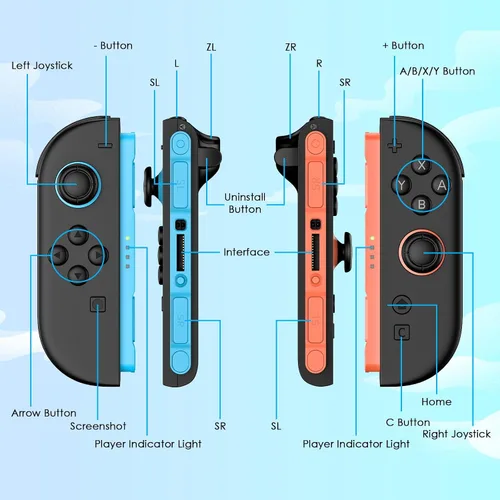 Vista 2 de Kvkdiir Controller Compatible with Nintendo Switch 2 Controllers (Blue Red)