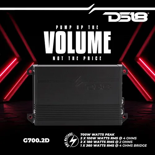 Vista 2 de DS18 G700.2D Amplificador de 2 canales Clase D de rango completo 700 vatios Potencia máxima 2 ohmios estable, puente a 4 ohmios - Entradas de nivel