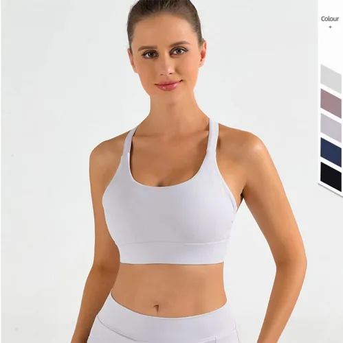 Vista 3 de Sujetador deportivo de yoga para mujer, sexy, con espalda cruzada, acolchado, tirantes deportivos, para correr, de alto apoyo