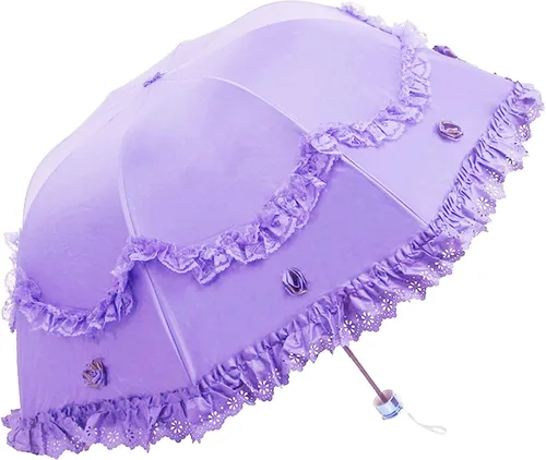 Vista 35 de Honeystore Paraguas plegable a prueba de rayos ultravioleta Princess Lace Parasol con cúpula anti-UV