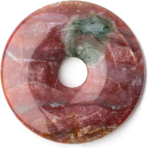 Vista 3 de Shamans Market Pi Stone - Fancy Agate - Colgante de dona pulida de 1.969 in con agujero central de 0.51 pulgadas para rito Munay Ki, meditación