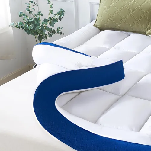 Vista 10 de WhatsBedding Cubrecolchón de espuma viscoelástica de 5 pulgadas para dolor de espalda, relleno de relleno suave y transpirable, cubrecolchón grueso