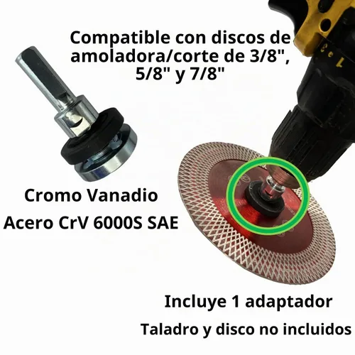 Vista 3 de Keyfit Tools Adaptador de taladro de EE. UU. para discos de amoladora de eje de 3/8 pulgadas, 5/8 pulgadas y 7/8 pulgadas y ruedas de corte