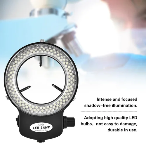 Vista 6 de Anillo de luz LED de 144 cuentas LED, brillo ajustable, fuente de luz para cámara de microscopio estéreo (enchufe negro de EE. UU.)