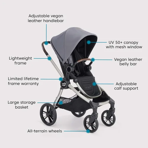 Vista 6 de Baby Jogger® City Sights® - Cochecito convertible con plegable compacto pizarra oscura Dark Slate