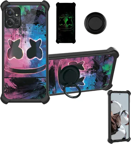 Vista 65 de Aroepurt Funda compatible con Nothing Phone 2a Phone Case Cover [PC duro + silicona suave] [soporte de anillo] [efecto luminoso] YGH-BQ