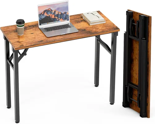 Vista 26 de TEMI Mesa de Computadora Pequeña Mesa Plegable - Escritorio de Oficina Plegable de 35.8", Sin Ensamblaje, Perfecto para Espacios Pequeños