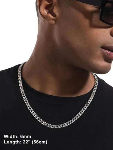 Vista 2 de Suplight Cadena de eslabones cubanos curvados de acero inoxidable 316L chapada en oro, plata, negro, para hombre y mujer, 46, 51, 56, 61, 66, 71