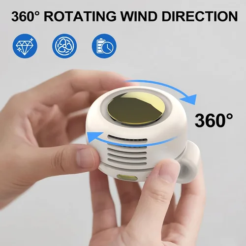Vista 4 de TFQXA1Z Ventilador portátil silencioso sin aspas, ventilador recargable - Enfriamiento de cintura y cuello manos libres, 3 velocidades, 6 horas