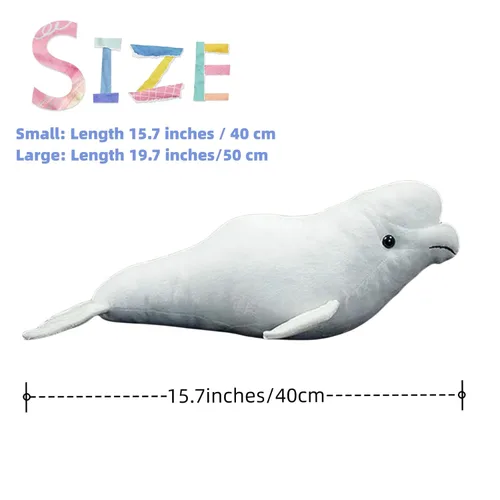 Vista 3 de FRANKIEZHOU Beluga - Peluche de ballena, juguete suave realista de 15.7 pulgadas, animal de peluche de criatura marina, juguetes de peluche, regalos