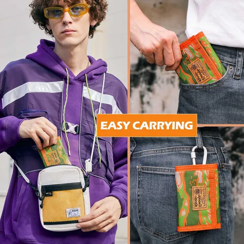 Vista 5 de Rough Enough - Carteras para niños y niñas, llavero de camuflaje triple pliegue