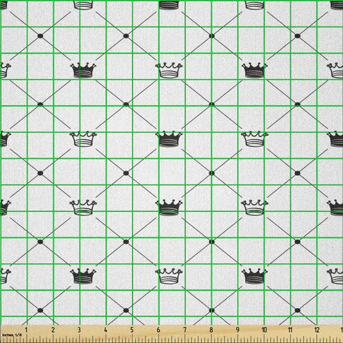 Vista 2 de Ambesonne Abstract Fabric by The Yard, Kings Crown Classic Empire Royal on Contemporary Simplistic Display, Microfiber Fabric for Arts and Crafts