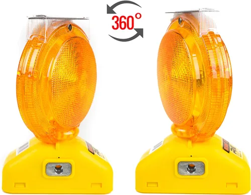 Vista 2 de BLIGHT-ST - Luces de advertencia LED ámbar recargables solares de barricada Señal de tráfico intermitente de visibilidad de 2 lados, tipo A/C