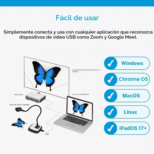 Vista 5 de HUE HD Pro - Cámara de documentos/visualizador USB para profesores/aula, color negro Cámara flexible Full HD de 1080p, micrófono integrado y luces