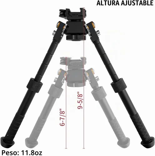 Vista 2 de Sutekus Bípode ajustable con palanca de desmontaje rápido, bípode giratorio de liberación rápida inclinable para caza y exteriores, negro