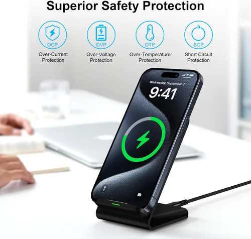 Vista 5 de Samsung Cargador inalámbrico de carga rápida, soporte de carga para teléfono de escritorio, estación de carga Android para Samsung Galaxy S24 Ultra