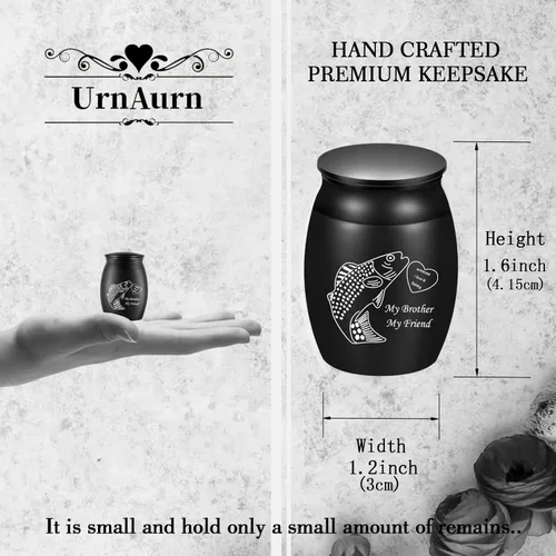 Vista 2 de Hermosas urnas para cenizas hermanas, urnas pequeñas de cremación de 1.6 pulgadas de alto, urna de recuerdo hecha a mano para la familia, urnas