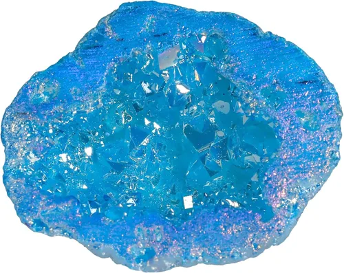 Vista 13 de Nupuyai Grupo de geoda de cristal de cuarzo con revestimiento de titanio irregular natural para Reiki Rock Crystal Mineral Espécimen para decoración