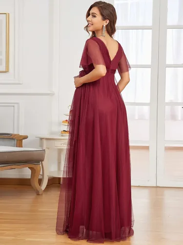 Vista 2 de Ever-Pretty Vestido formal de maternidad con cuello en V y manga corta para mujer 20886
