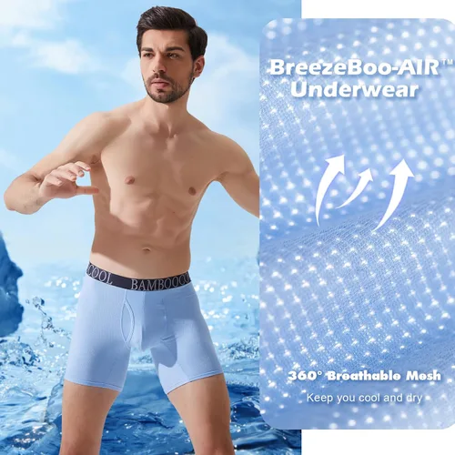 Vista 3 de BAMBOO COOL Men's 360 Breathable Mesh Underwear Moisture-Wicking Boxer Briefs Cooling Performance,Multipack