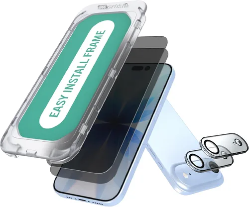 Vista 22 de Smartish® Protector de pantalla de privacidad para iPhone 17 + Cubiertas para lentes de cámara - Tuff Sheet - Paquete de 2 vidrio templado