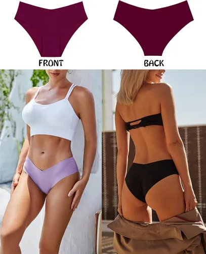 Vista 2 de ROSYCORAL Ropa interior sin costuras para mujer, suaves, elásticos, invisibles, corte en V, atrevido, sin costuras, paquete de 5, XS-L