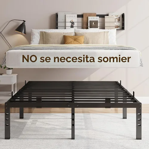Vista 7 de Susalt - Base de cama metálica tamaño Queen, base de cama con plataforma de 14 pulgadas con espacio de almacenamiento, base de colchón