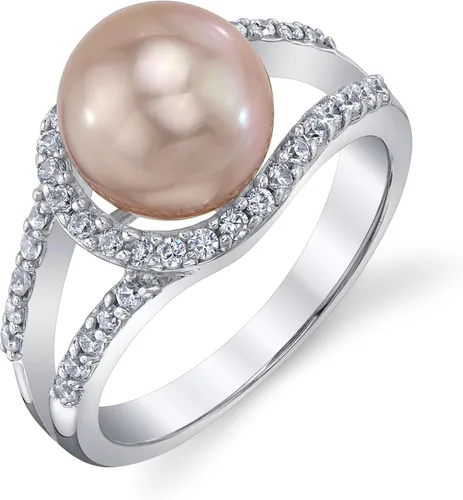 Vista 6 de The Pearl Source 9-10mm 14K Gold Plated Sterling Silver Cultured Pearl Tessa Ring for Women