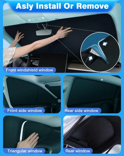 Vista 5 de Persianas ultragruesas para Tesla Model Y 2020-2024 (no aptas para junior), accesorios para el modelo Y, cubierta de ventana lateral, ventanilla