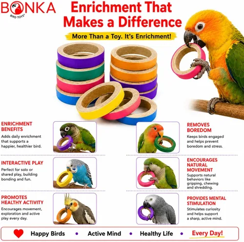 Vista 3 de Bonka Bird Toys 2113 Pk12 2.75 "cartón masticar bagels pájaro pie juguete