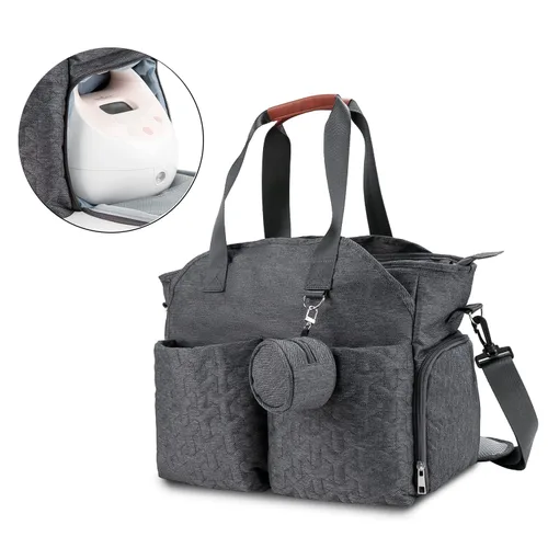 Vista 7 de Bolsa para extractor de leche – Bolsa de pañales para bebé con funda para laptop de 15 pulgadas y bolsillo de aislamiento, se adapta a la mayoría