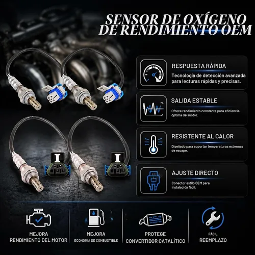 Vista 4 de 2 pares de sensores de O2 aguas arriba y aguas abajo de repuesto para Chevy 2012-2008 Silverado 2500 HD, 2014-2008 Silverado 3500 HD, 2015-2010