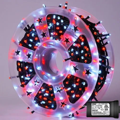 Vista 24 de YEGUO 500 luces LED de Navidad rosas de 165 pies, impermeables, para exteriores, cadena de luces de alambre verde para interiores, 8 modos de luces