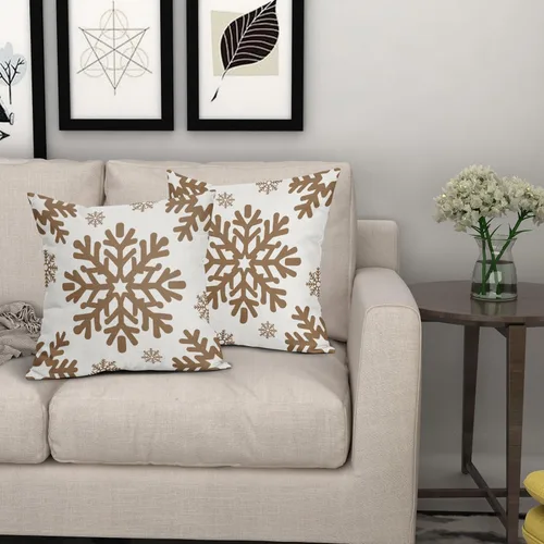 Vista 70 de Fundas de almohada decorativas de Navidad negras 40x40 cm con copos de nieve blancos de Navidad, juego de 2, temática rústica de invierno