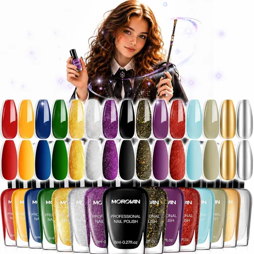 Vista 21 de Morovan Juego de esmaltes de uñas brillantes: juego de regalo de larga Arco iris vibrante A1