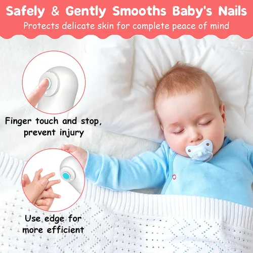 Vista 5 de Cortador de uñas eléctrico para bebés, kit de lima de uñas seguro para recién nacidos, niños pequeños o adultos, cuidado de uñas de los pies