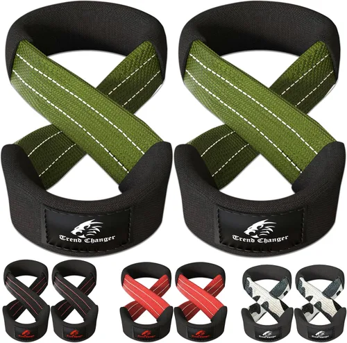 Vista 10 de Figura 8 Correa de elevación acolchada correas de levantamiento de peso muerto resistentes Correas de levantamiento de pesas Strongman Axle Bar
