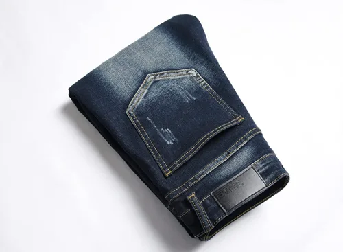 Vista 9 de OIIIO Jeans elásticos rasgados de ajuste regular para hombre