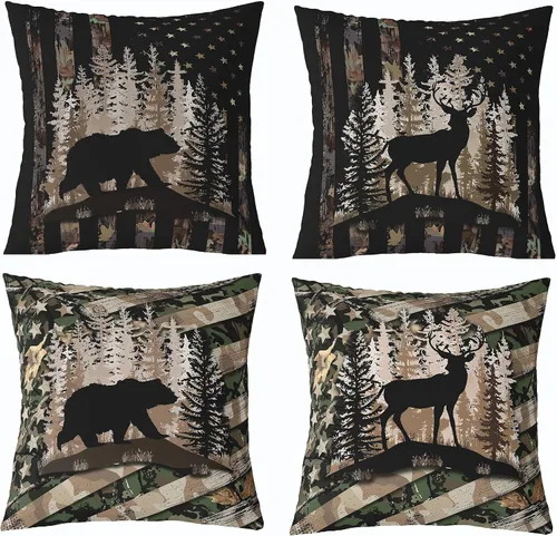 Vista 39 de Feelyou Fundas de Almohada Decorativas de León 16"x16" Juego de 4 Funda de Cojín Suave de Tigre Decoración de Lobo Funda de Almohada de Leopardo