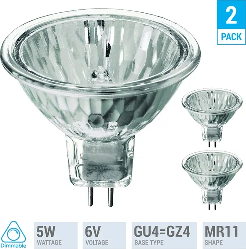 Vista 2 de KOR Paquete de 2 bombillas MR11 de 6 voltios de precisión halógena reflector de fibra óptica 6V (5)