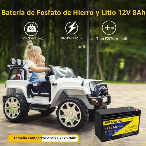 Vista 5 de SEFEPODER Batería de Litio LiFePO4 de Ciclo Profundo de 12V 8Ah, Batería Recargable de Más de 2000 Ciclos para Energía Solar/Eólica, Iluminación