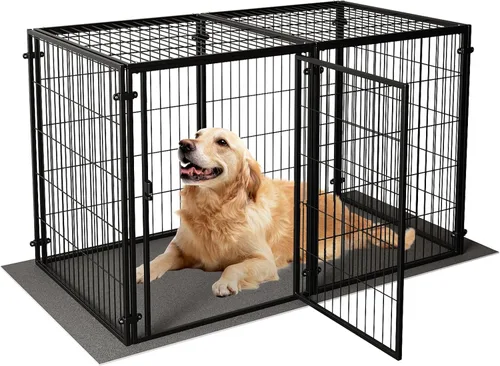 Vista 7 de XPIY Jaula grande para perros – Perrera de metal para perros medianos y pequeños, segura para interiores y exteriores, jaula grande para cachorros