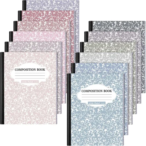 Vista 22 de Colarr Paquete de 8 cuadernos de composición de 9.75 x 7.5 pulgadas de ancho, libros de composición de papel de mármol a rayas de varios