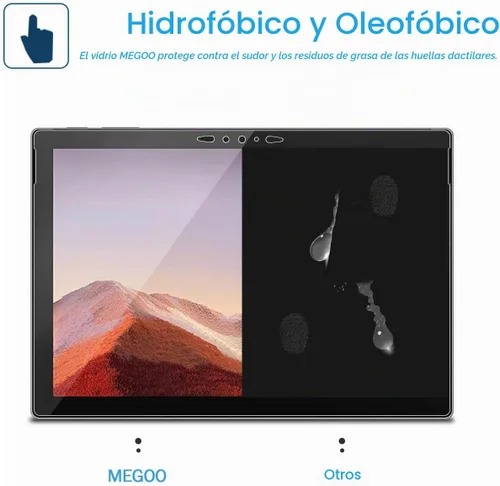 Vista 5 de Megoo Paquete de 2 protectores de pantalla para Surface Pro 7 Plus/Surface Pro 7, ultra transparente/de alta respuesta/vidrio templado, compatible