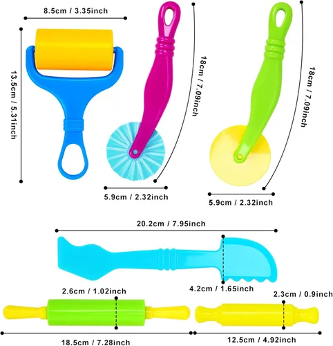 Vista 2 de Herramientas de arcilla, juego de herramientas de arcilla y masa para niños, kit de accesorios de masa artesanal con rodillo, espátula de corte
