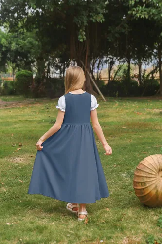 Vista 32 de Scarlet Darkness Vestido renacentista para niñas, disfraz de princesa medieval de dos piezas, 7-14 años