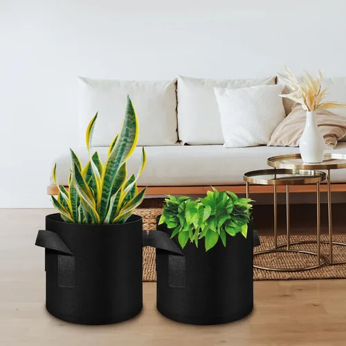 Vista 9 de Paquete de 12 bolsas de cultivo de plantas de 3 galones, macetas de tela no tejida gruesa con asas, bolsas para macetas de verduras, macetas de tela