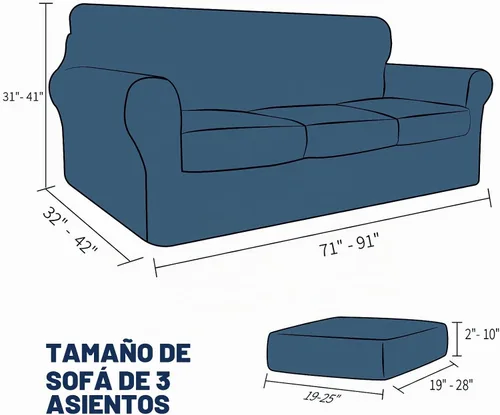 Vista 6 de JIVINER Fundas de Sofá de 4 Piezas para Sofá de 3 Cojines Funda Elástica de Sofá con 3 Fundas de Cojines de Asiento Funda de Sofá Gruesa Ajustada
